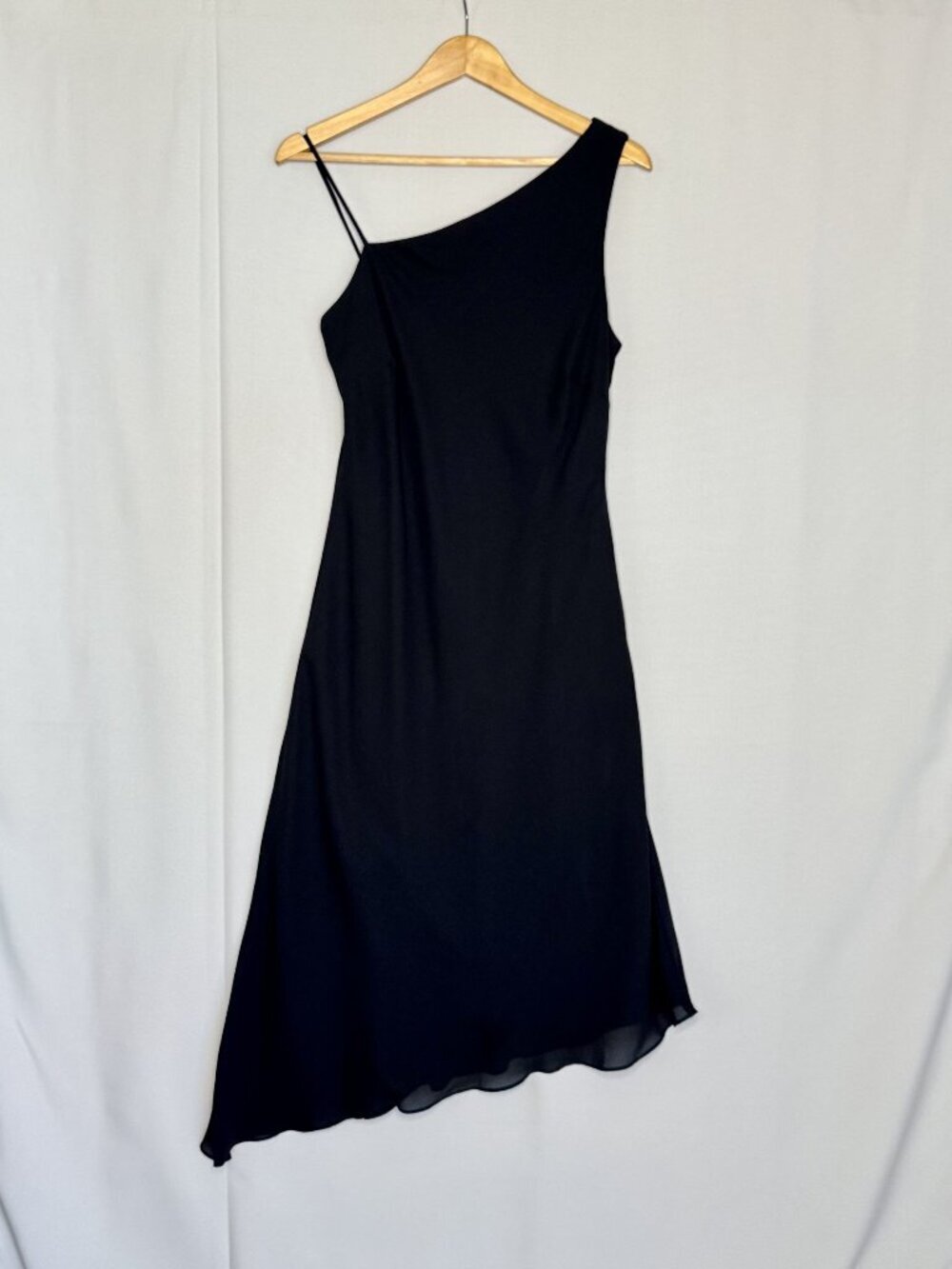 90s Vintage rabbit rabbit rabbit Designs Black Asymmetrical Midi Dress‎ Size 14